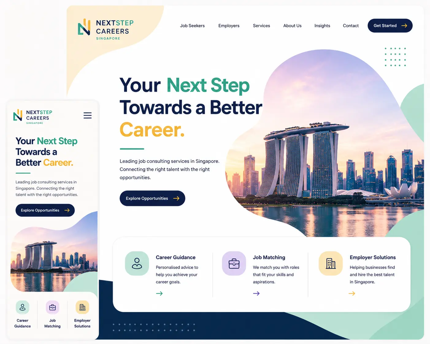 SgWebDesign.sg — Premium custom website design example showing desktop and mobile mockup for a Singapore business